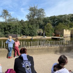 Rheine Zoo. Children watch the seal show.