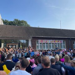 Enrollment ceremony in the schoolyard