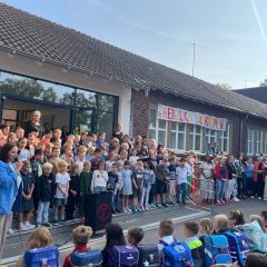 Enrollment ceremony in the schoolyard